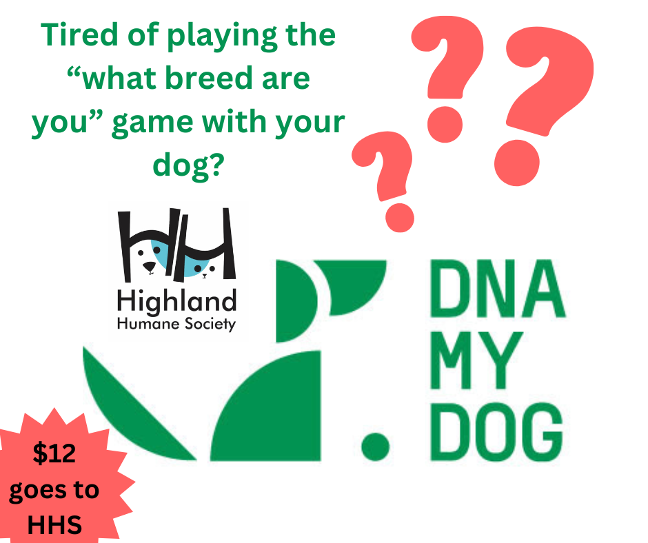 DNA My Dog breed testing kit promotion for Highland Humane Society
