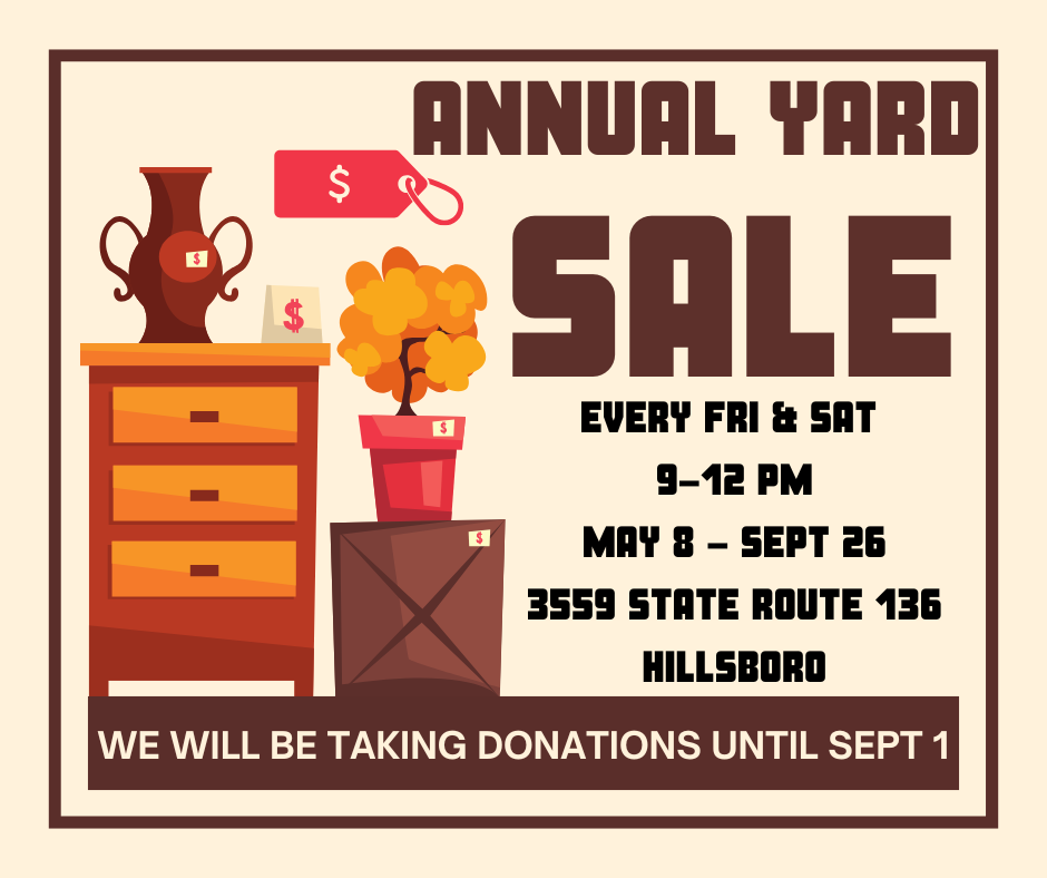 Flyer for the Highland Humane Society annual yard sale